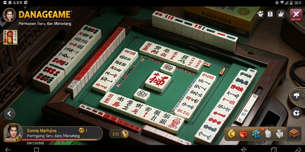 Tampilan gameplay DANAGAME dengan serunya permainan Mahjong.