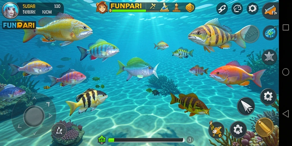 Tangkapan layar gameplay Tembak Ikan yang seru di FUNPARI.