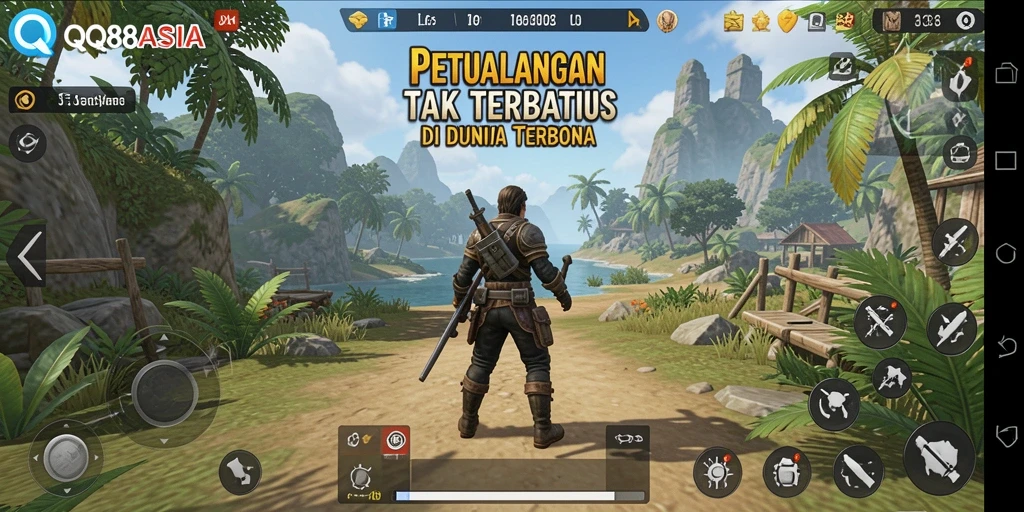 Gameplay <strong>QQ88ASIA</strong> dengan pemandangan dunia terbuka yang menawan.