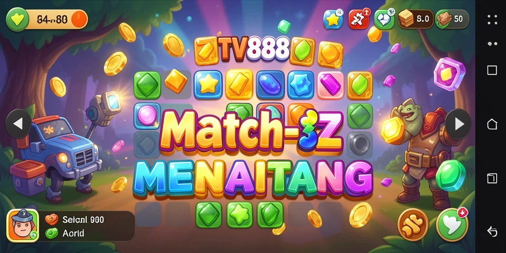 Tampilan gameplay seru dan warna-warni dari TV888.